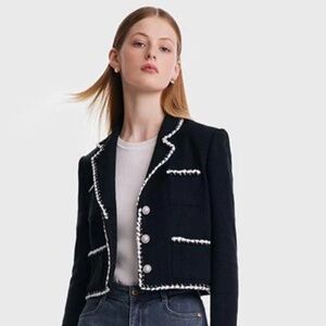 Goelia tweed knitted short jacket